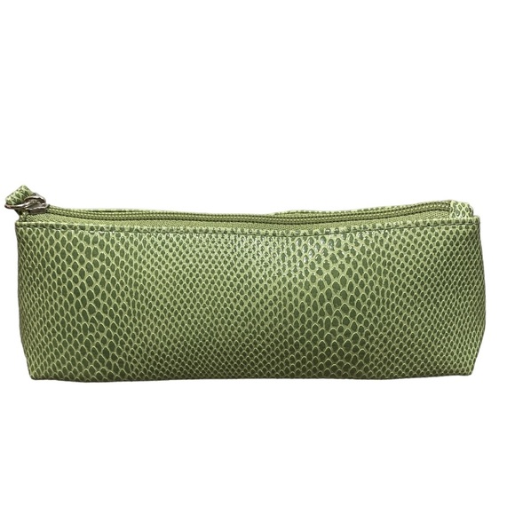 CLINIQUE Faux Snakeskin Cosmetic Bag Set (2) in New Spring Green - Picture 6 of 10